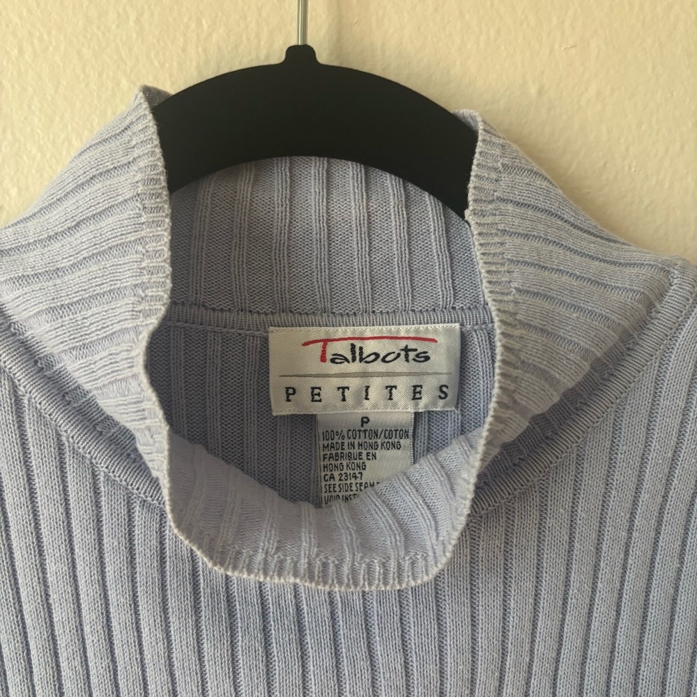 Talbots Soft Blue Ribbed Knit Top - Picture 2 of 7